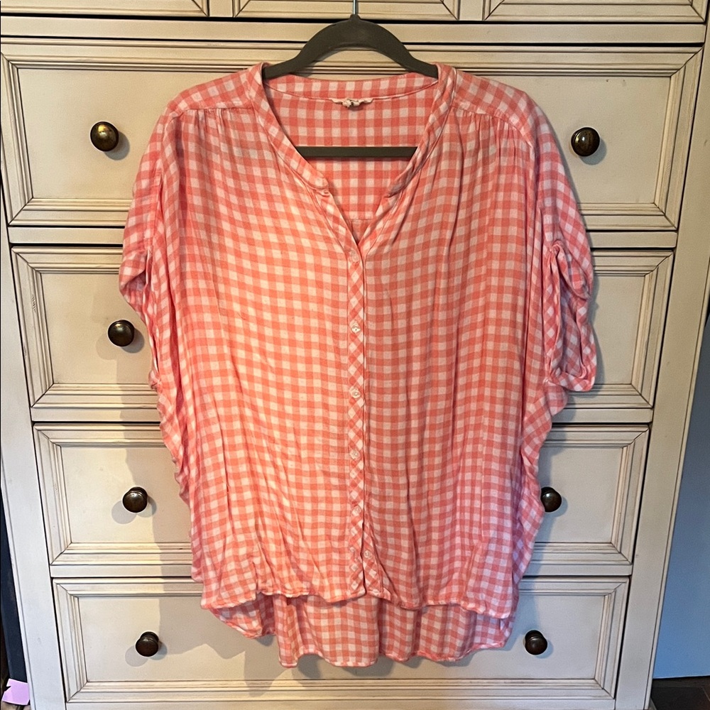 Caslon Pink Checkered Blouse
